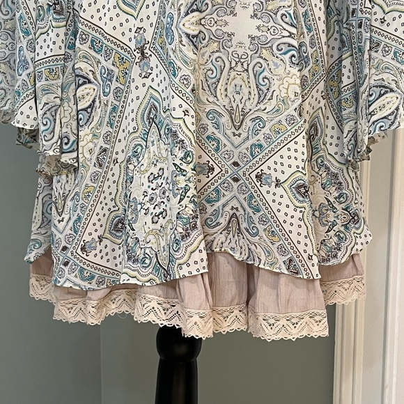Free People Moonlight Bay mini dress | blue & white paisley print | size 8 - Picture 10 of 15
